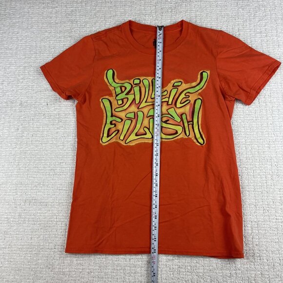 2019 Billie Eilish Graffiti Spell Out Graphic Orange Shirt XS Merch - Picture 9 of 16